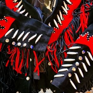 Ladies XL Guenuine Leather Beaded Fall Jacket